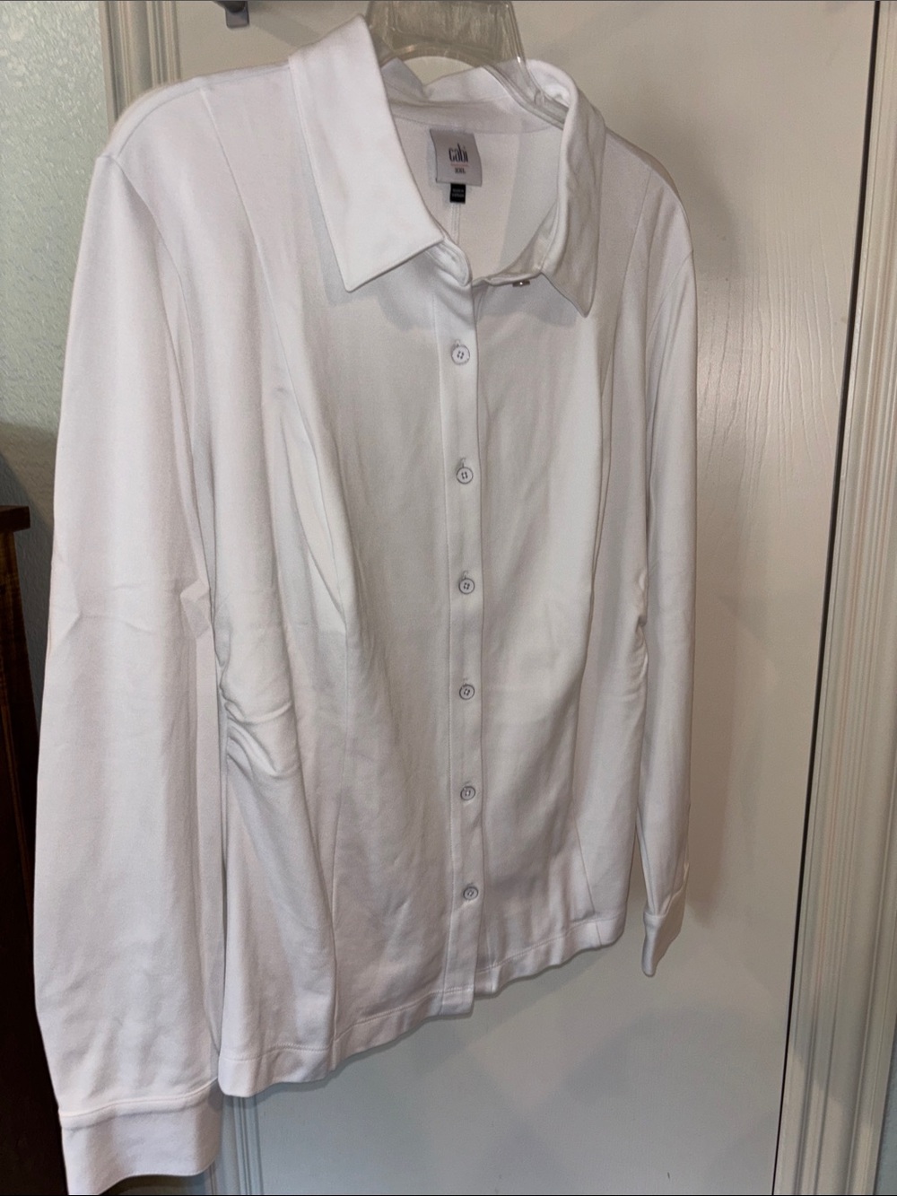 CAbi Perfect Top | White Button-Front Collared Blouse